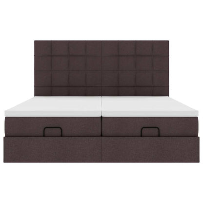 vidaXL Ottoman-Bett mit Matratzen Dunkelbraun 200x200 cm Stoff