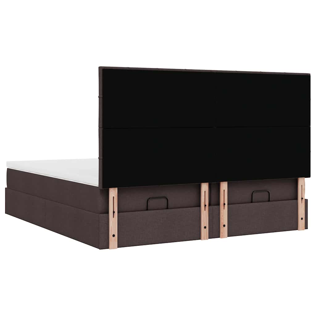 vidaXL Ottoman-Bett mit Matratzen Dunkelbraun 200x200 cm Stoff