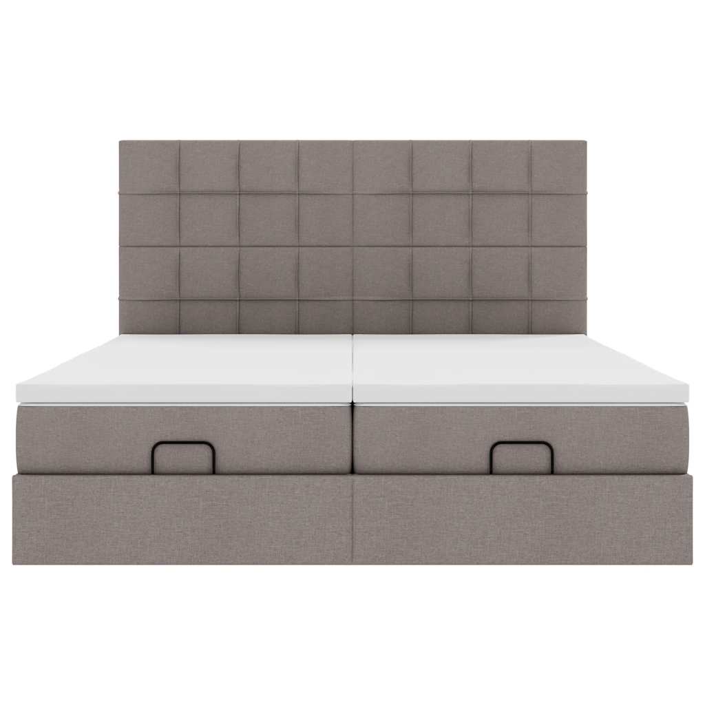 vidaXL Ottoman-Bett mit Matratzen Taupe 200x200 cm Stoff