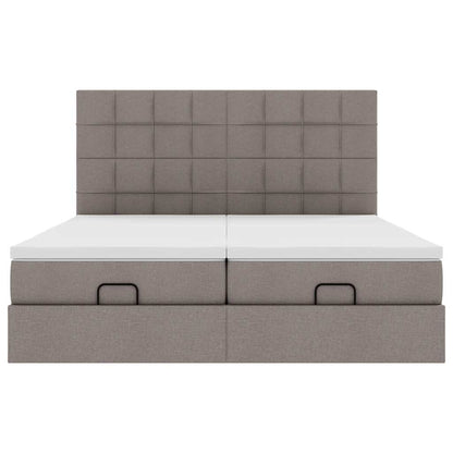 vidaXL Ottoman-Bett mit Matratzen Taupe 200x200 cm Stoff