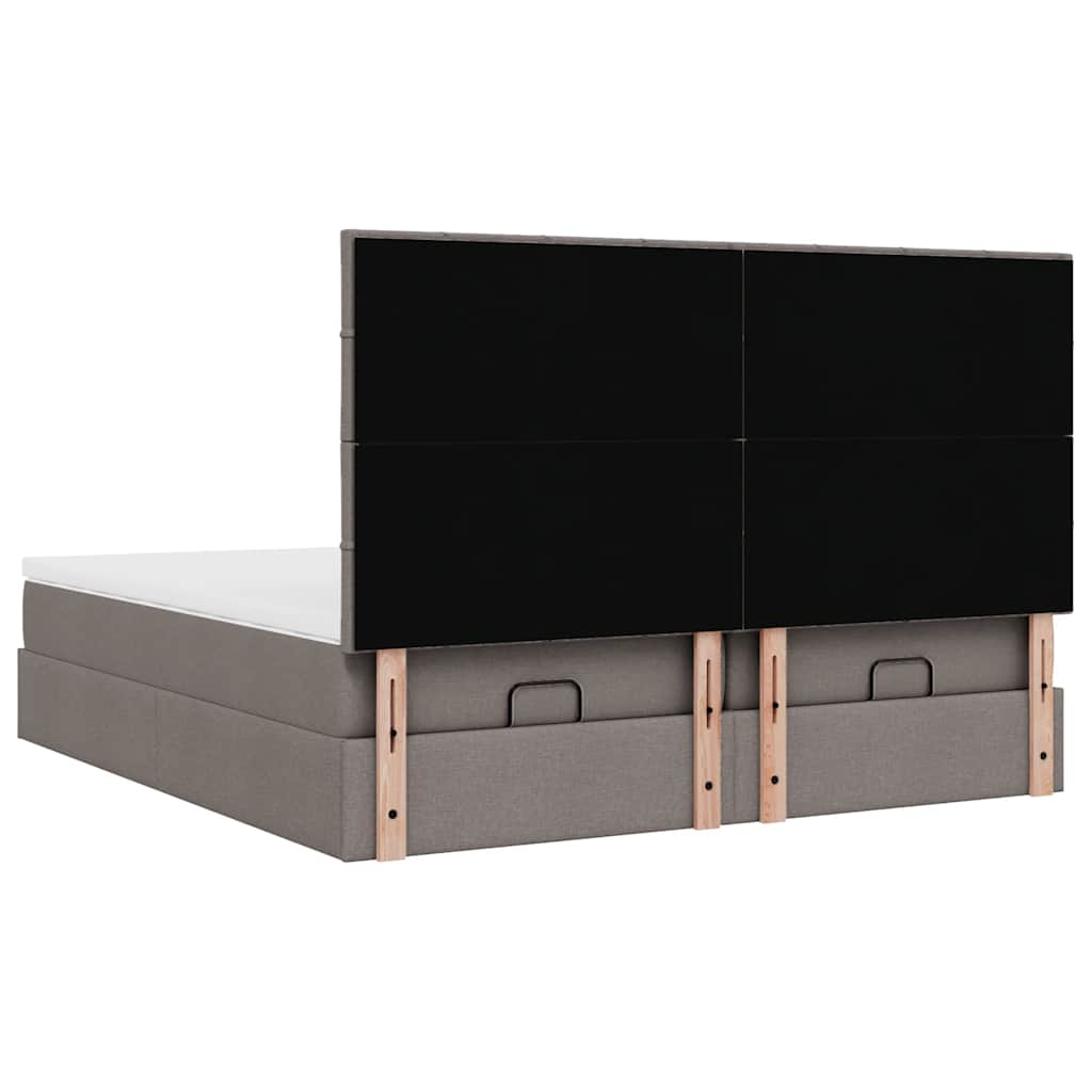 vidaXL Ottoman-Bett mit Matratzen Taupe 200x200 cm Stoff