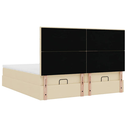 vidaXL Ottoman-Bett mit Matratzen Creme 200x200 cm Stoff
