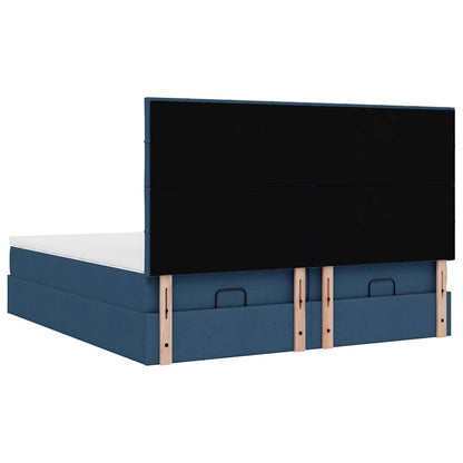 vidaXL Ottoman-Bett mit Matratzen Blau 200x200 cm Stoff