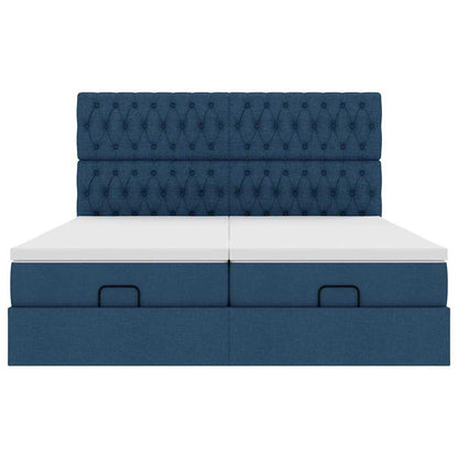 Ottoman-Bett mit Matratzen Blau 160x200 cm Stoff