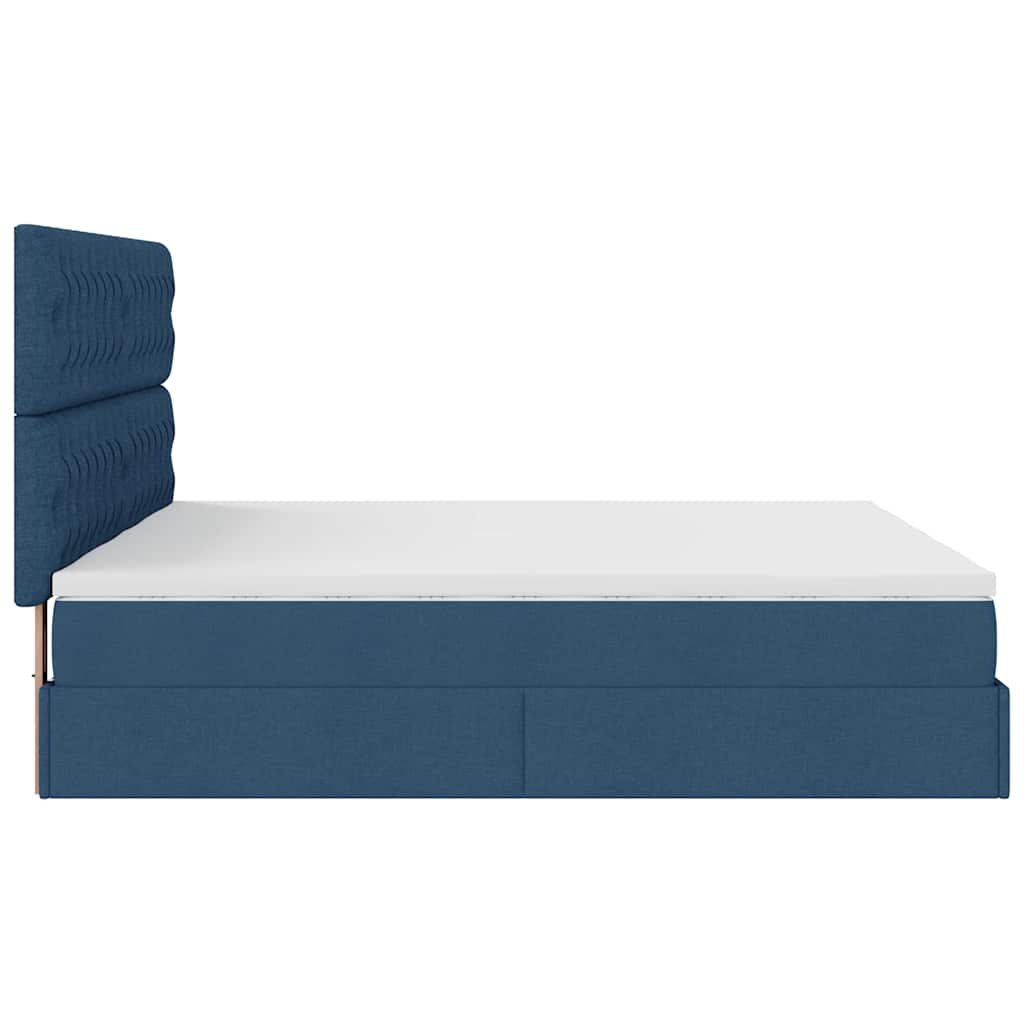Ottoman-Bett mit Matratzen Blau 160x200 cm Stoff