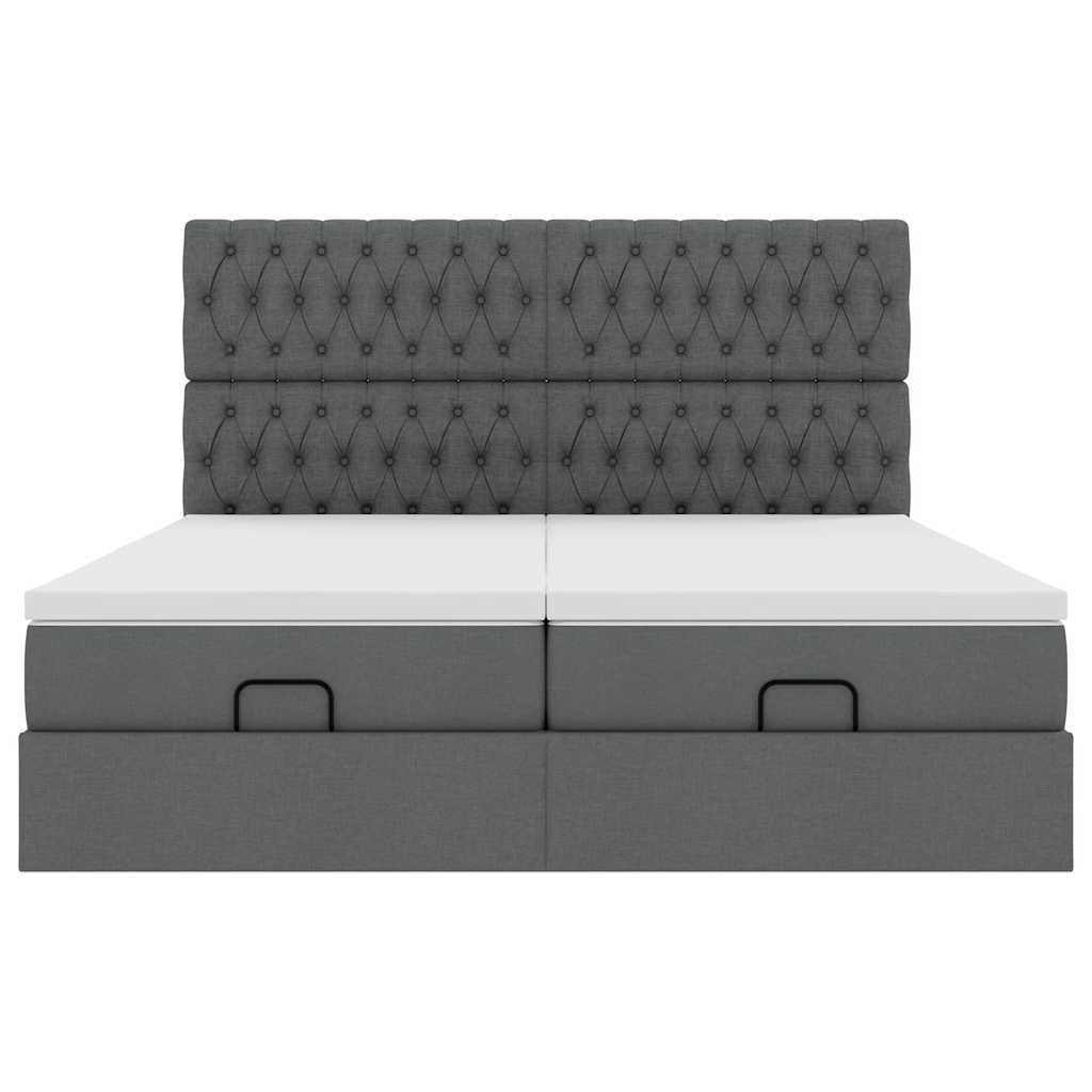 vidaXL Ottoman-Bett mit Matratzen Dunkelgrau 180x200 cm Stoff