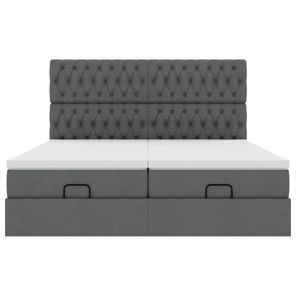 vidaXL Ottoman-Bett mit Matratzen Dunkelgrau 180x200 cm Stoff