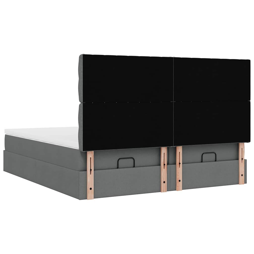vidaXL Ottoman-Bett mit Matratzen Dunkelgrau 180x200 cm Stoff
