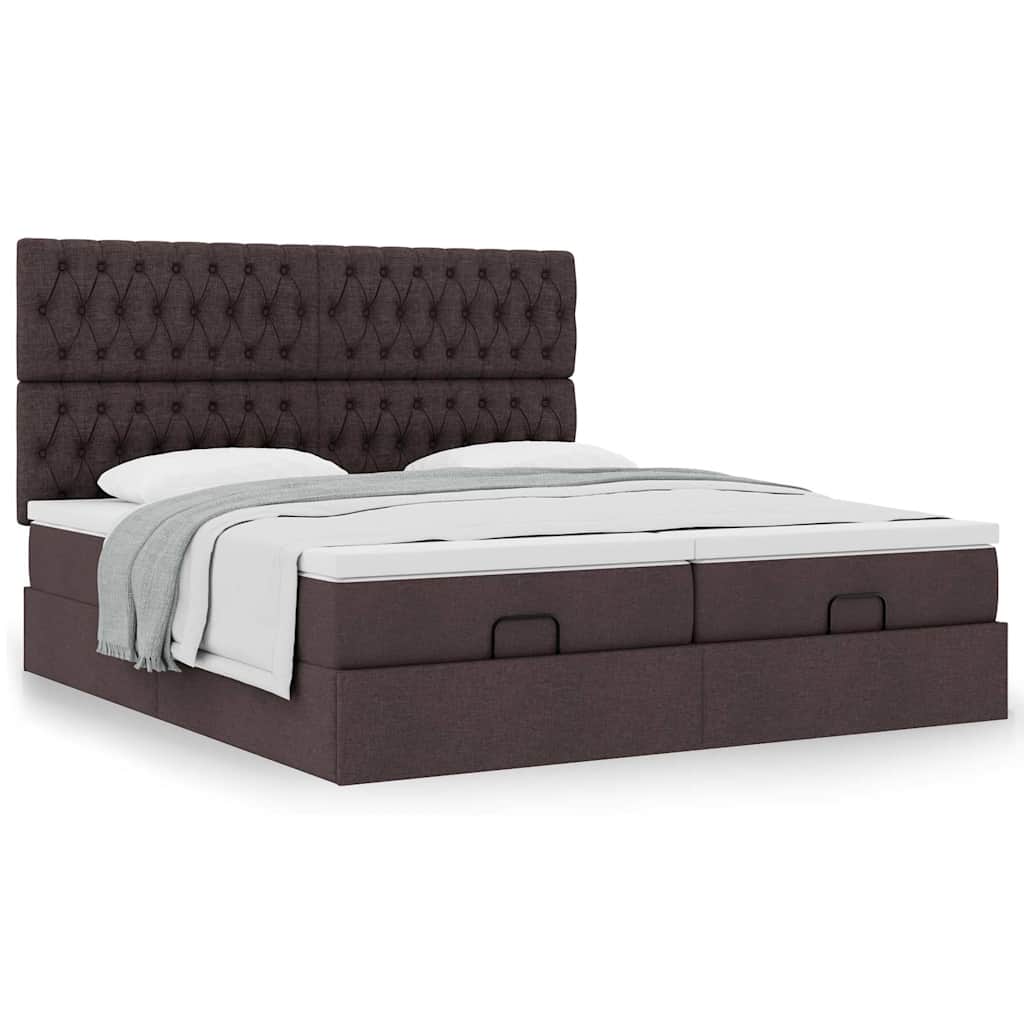 vidaXL Ottoman-Bett mit Matratzen Dunkelbraun 180x200 cm Stoff