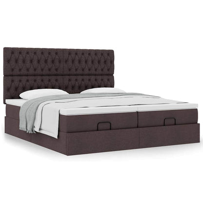 vidaXL Ottoman-Bett mit Matratzen Dunkelbraun 180x200 cm Stoff