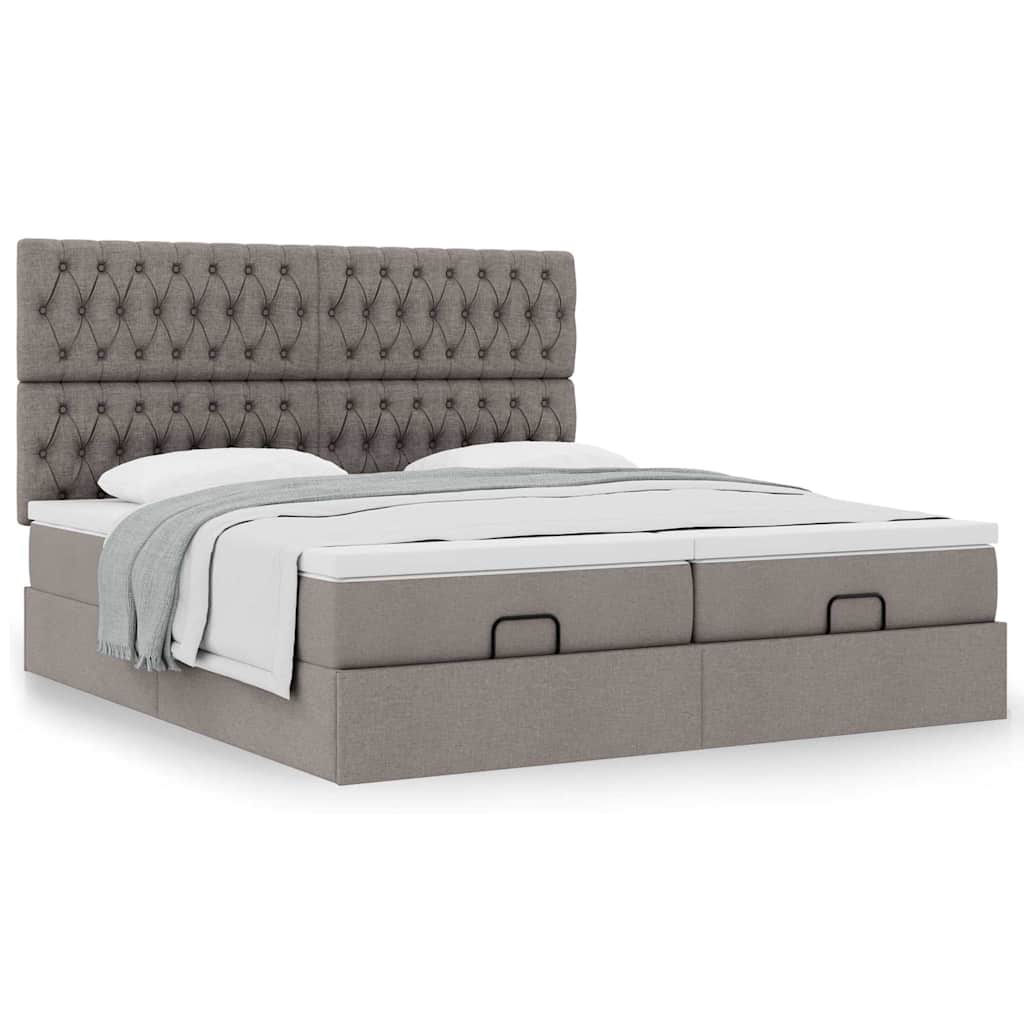 vidaXL Ottoman-Bett mit Matratzen Taupe 180x200 cm Stoff