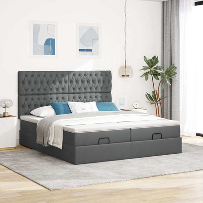 vidaXL Ottoman-Bett mit Matratzen Dunkelgrau 200x200 cm Stoff