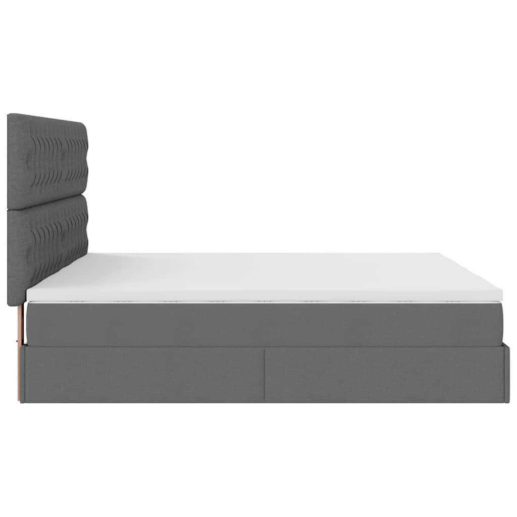 vidaXL Ottoman-Bett mit Matratzen Dunkelgrau 200x200 cm Stoff