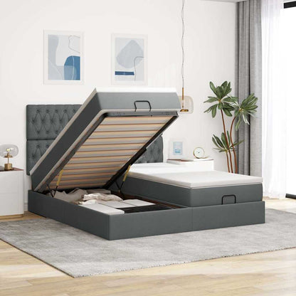 vidaXL Ottoman-Bett mit Matratzen Dunkelgrau 200x200 cm Stoff