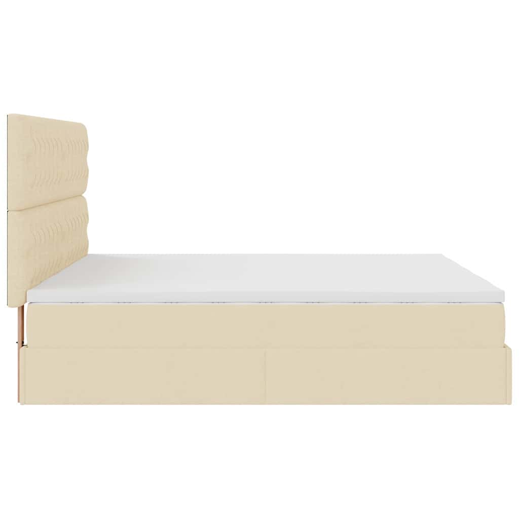 vidaXL Ottoman-Bett mit Matratzen Creme 200x200 cm Stoff