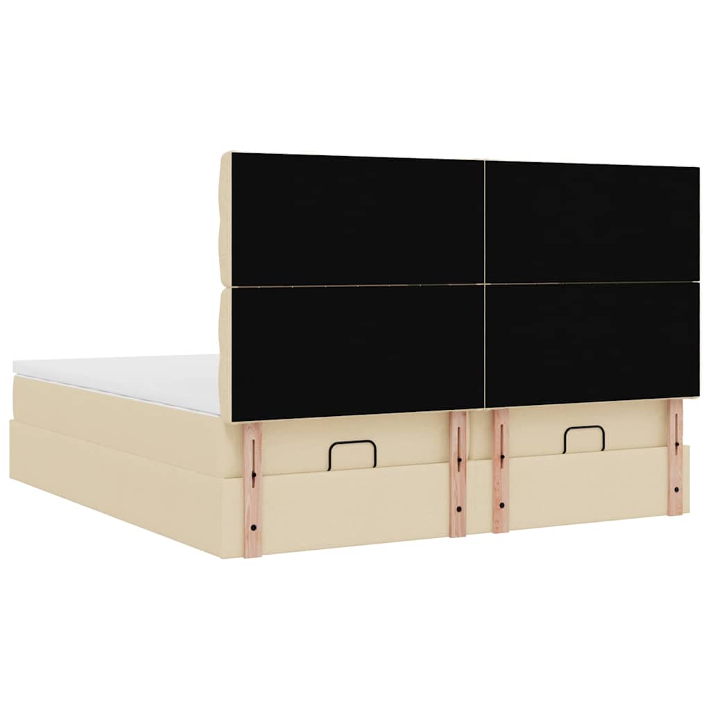 vidaXL Ottoman-Bett mit Matratzen Creme 200x200 cm Stoff