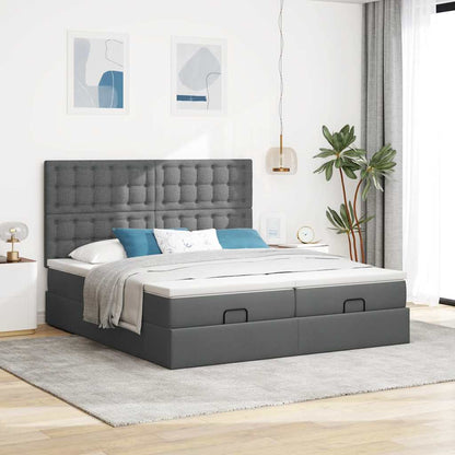 vidaXL Lit Ottoman avec matelas Gris foncé 160x200 cm Tissu