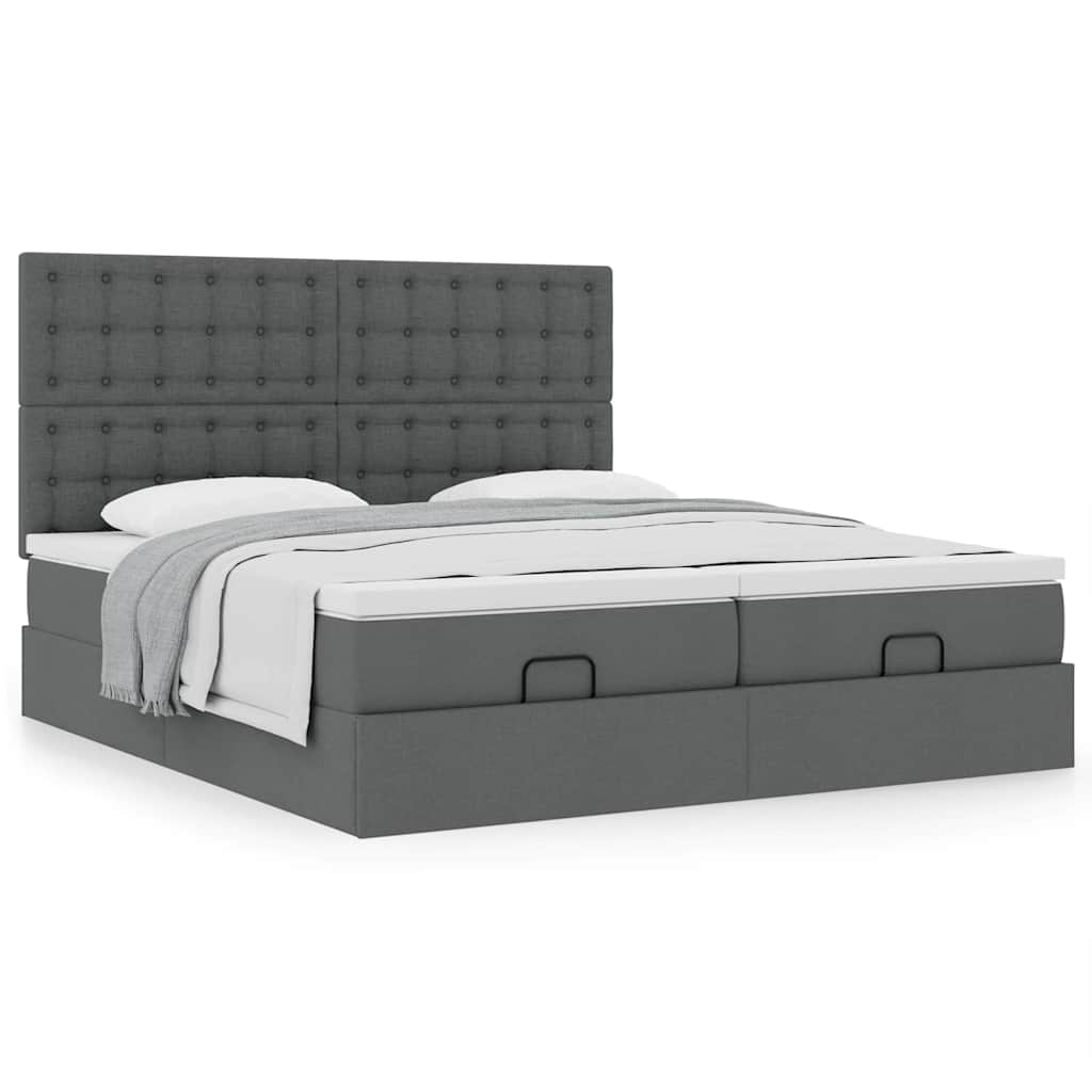 vidaXL Lit Ottoman avec matelas Gris foncé 160x200 cm Tissu