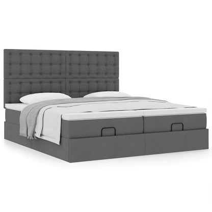 vidaXL Lit Ottoman avec matelas Gris foncé 160x200 cm Tissu