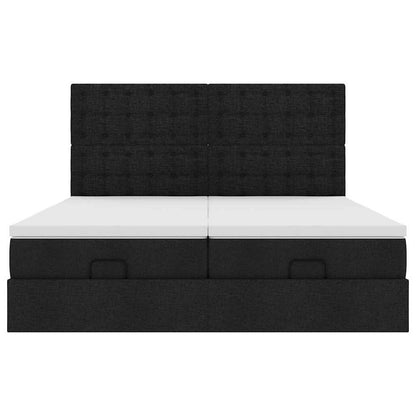vidaXL Lit ottoman avec matelas Noir 160x200 cm Tissu