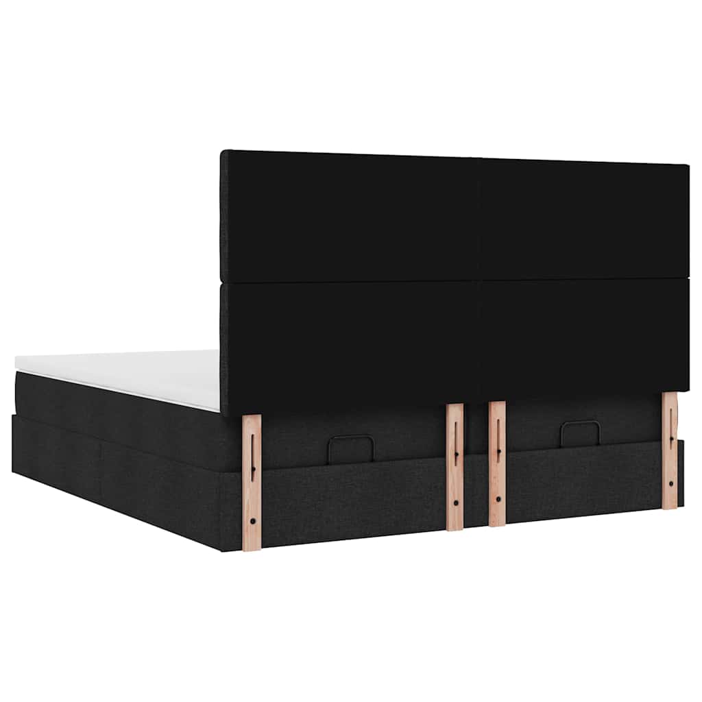 vidaXL Lit ottoman avec matelas Noir 160x200 cm Tissu