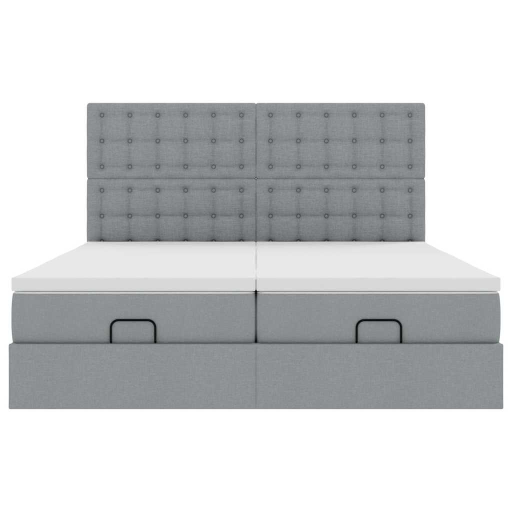 vidaXL Ottoman-Bett mit Matratzen Hellgrau 180x200 cm Stoff