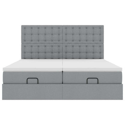 vidaXL Ottoman-Bett mit Matratzen Hellgrau 180x200 cm Stoff