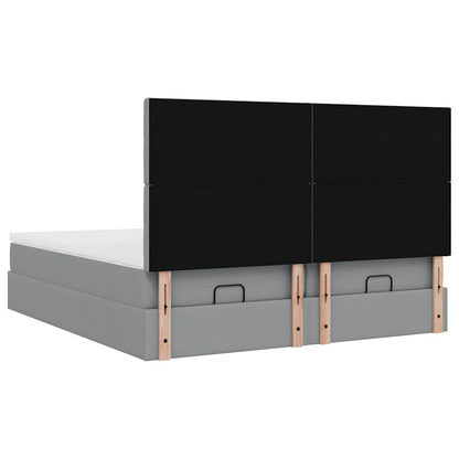 vidaXL Ottoman-Bett mit Matratzen Hellgrau 180x200 cm Stoff