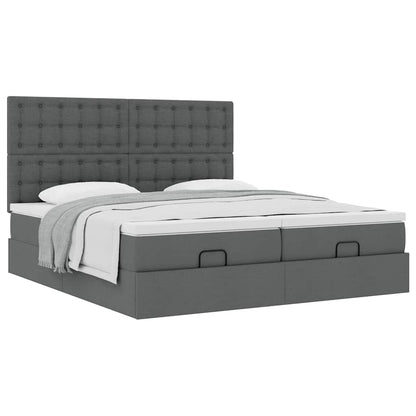 vidaXL Ottoman-Bett mit Matratzen Dunkelgrau 180x200 cm Stoff
