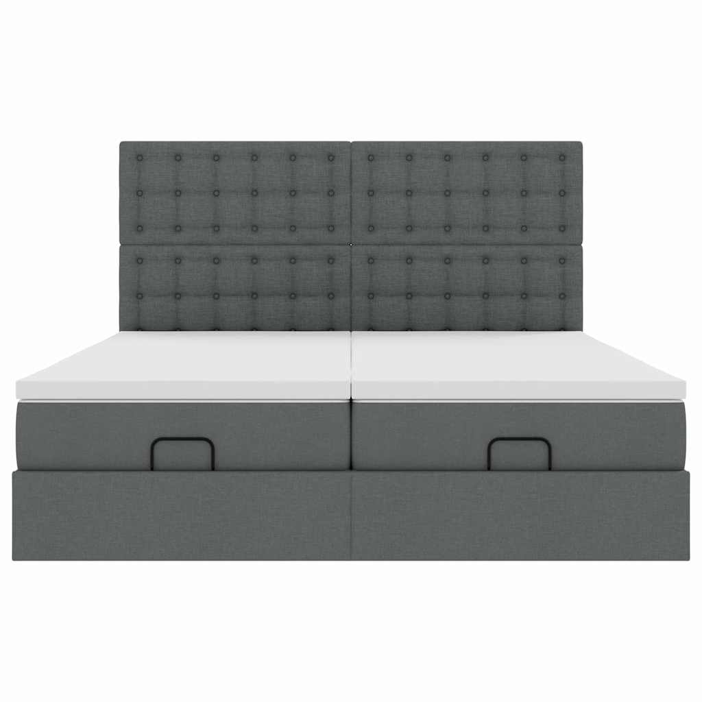 vidaXL Ottoman-Bett mit Matratzen Dunkelgrau 180x200 cm Stoff