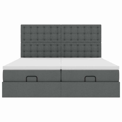 vidaXL Ottoman-Bett mit Matratzen Dunkelgrau 180x200 cm Stoff