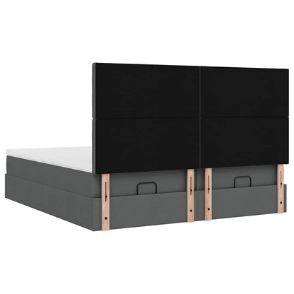 vidaXL Ottoman-Bett mit Matratzen Dunkelgrau 180x200 cm Stoff