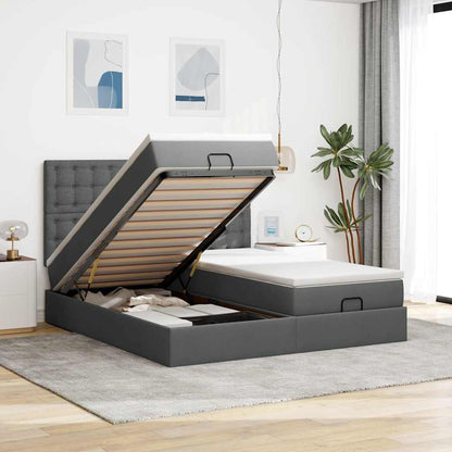 vidaXL Ottoman-Bett mit Matratzen Dunkelgrau 180x200 cm Stoff