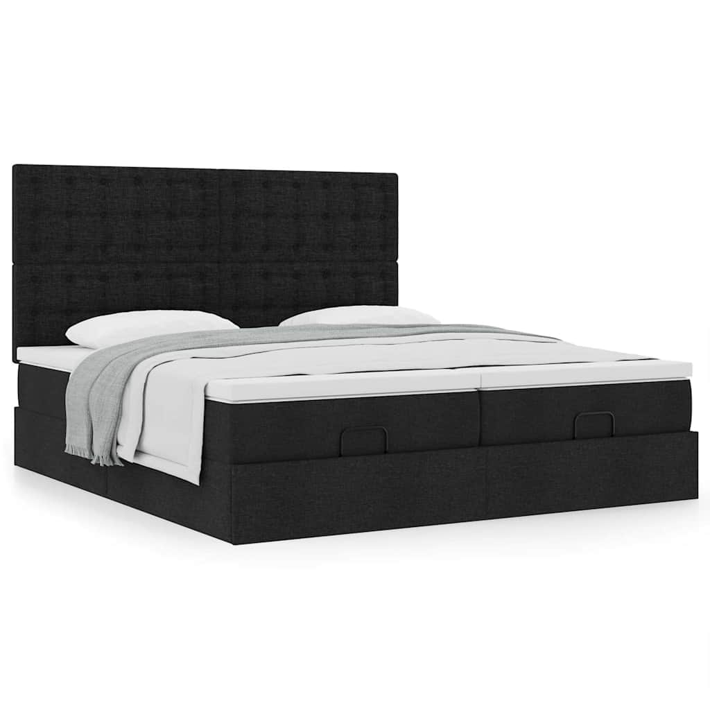 vidaXL Ottoman-Bett mit Matratzen Schwarz 180x200 cm Stoff
