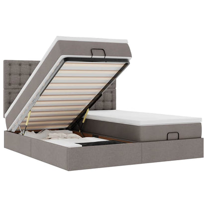 Ottoman-Bett mit Matratzen Taupe 180x200 cm Stoff