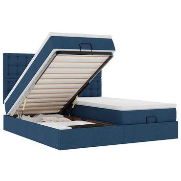 vidaXL Lit ottoman avec matelas bleu 180x200 cm tissu