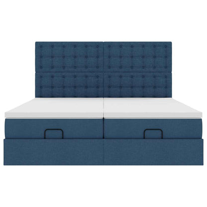 vidaXL Lit ottoman avec matelas bleu 180x200 cm tissu