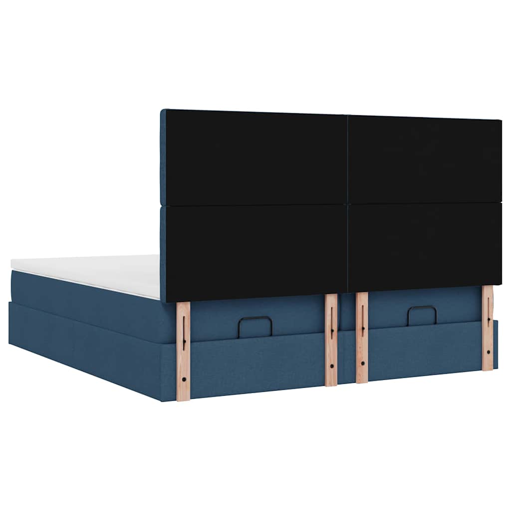 vidaXL Lit ottoman avec matelas bleu 180x200 cm tissu