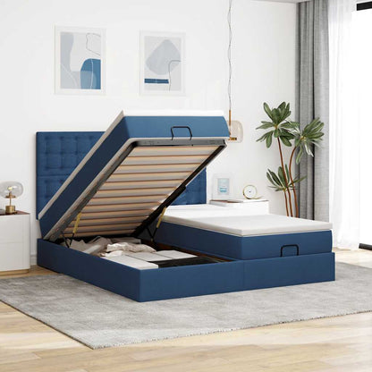 vidaXL Lit ottoman avec matelas bleu 180x200 cm tissu