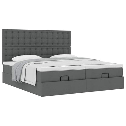 vidaXL Lit de rangement avec matelas Gris foncé Tissu 200x200 cm