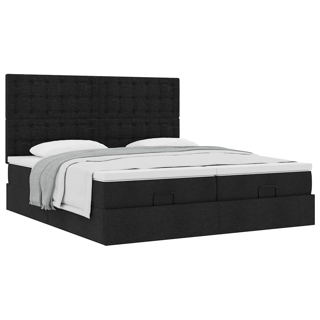 vidaXL Ottoman-Bett mit Matratzen Schwarz 200x200 cm Stoff
