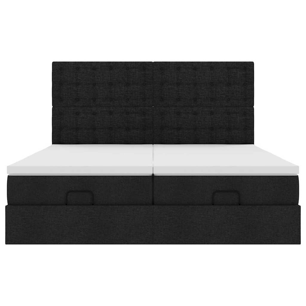 vidaXL Ottoman-Bett mit Matratzen Schwarz 200x200 cm Stoff