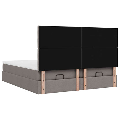 vidaXL Ottoman-Bett mit Matratzen Taupe 200x200 cm Stoff