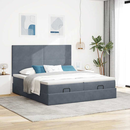 vidaXL Lit ottoman avec matelas gris foncé 160x200 cm Velours