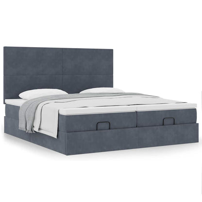 vidaXL Lit ottoman avec matelas gris foncé 160x200 cm Velours