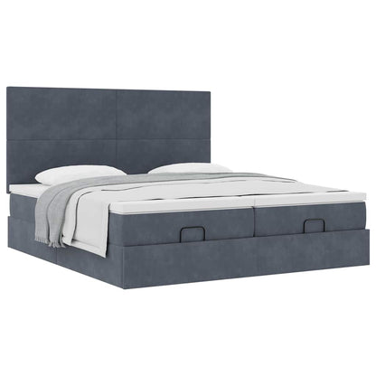 vidaXL Lit ottoman avec matelas gris foncé 160x200 cm Velours