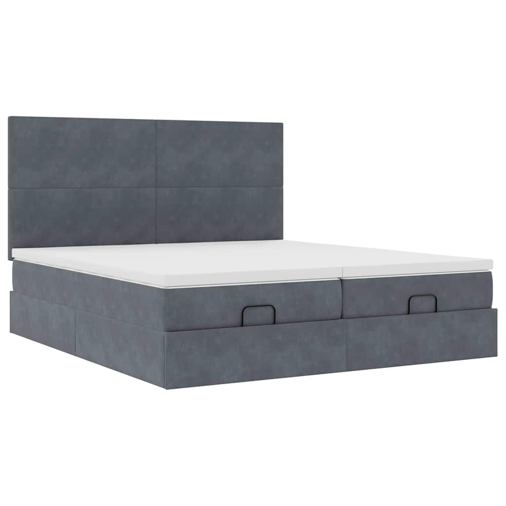 vidaXL Lit ottoman avec matelas gris foncé 160x200 cm Velours