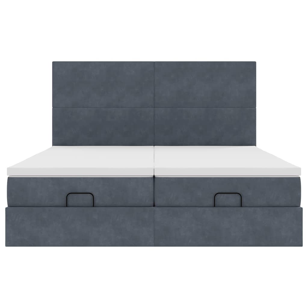 vidaXL Lit ottoman avec matelas gris foncé 160x200 cm Velours