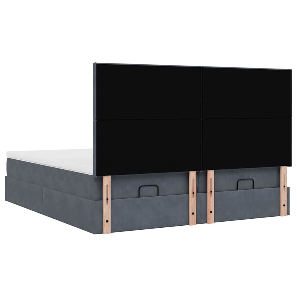 vidaXL Lit ottoman avec matelas gris foncé 160x200 cm Velours