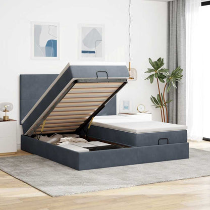 vidaXL Lit ottoman avec matelas gris foncé 160x200 cm Velours